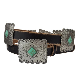 Rectangle Leather Concho Belt
