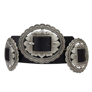 Leather Flower Concho Belt