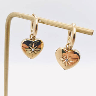 Heart-shaped 18K Gold-plated Huggie Earrings
