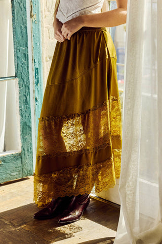 Freebird Satin Lace A-Line Skirt