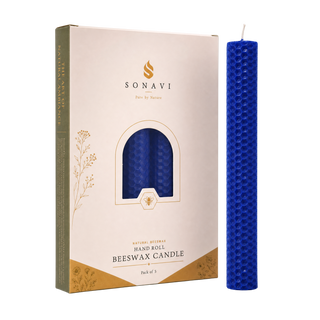 Blue Beeswax Candlestick