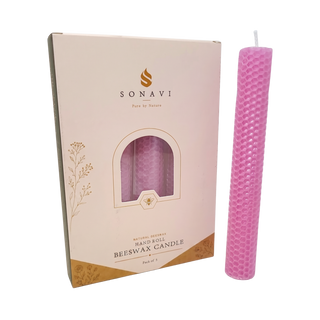 Pink Beeswax Candlestick