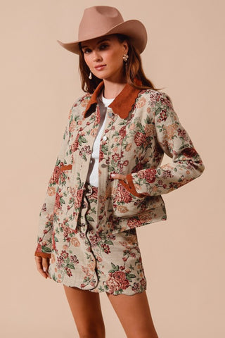 Letting Me Down Jacquard Tapestry Mini Skirt
