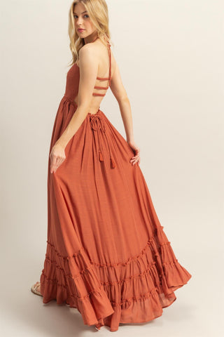 Where We Belong Smocked Halter Dress