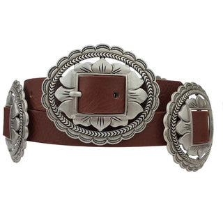 Leather Flower Concho Belt