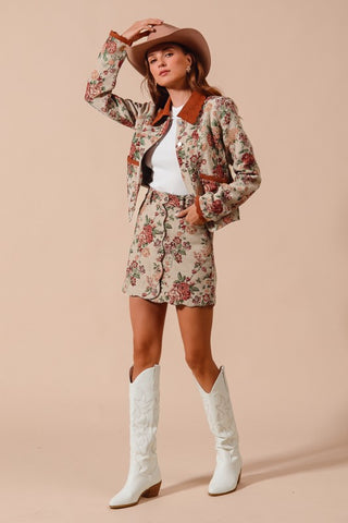 Letting Me Down Jacquard Tapestry Mini Skirt
