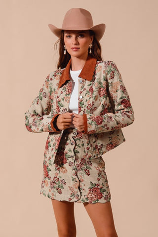 Letting Me Down Jacquard Tapestry Mini Skirt