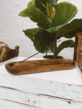 Wood Boat Incense Stick Burner