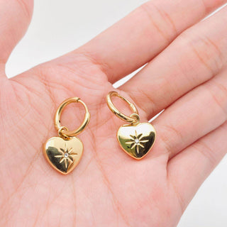 Heart-shaped 18K Gold-plated Huggie Earrings