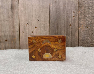 Celestial Brass Inlay Wooden Stash Box