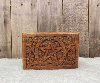 Hand Carved Inlay Wooden Jewelry Box