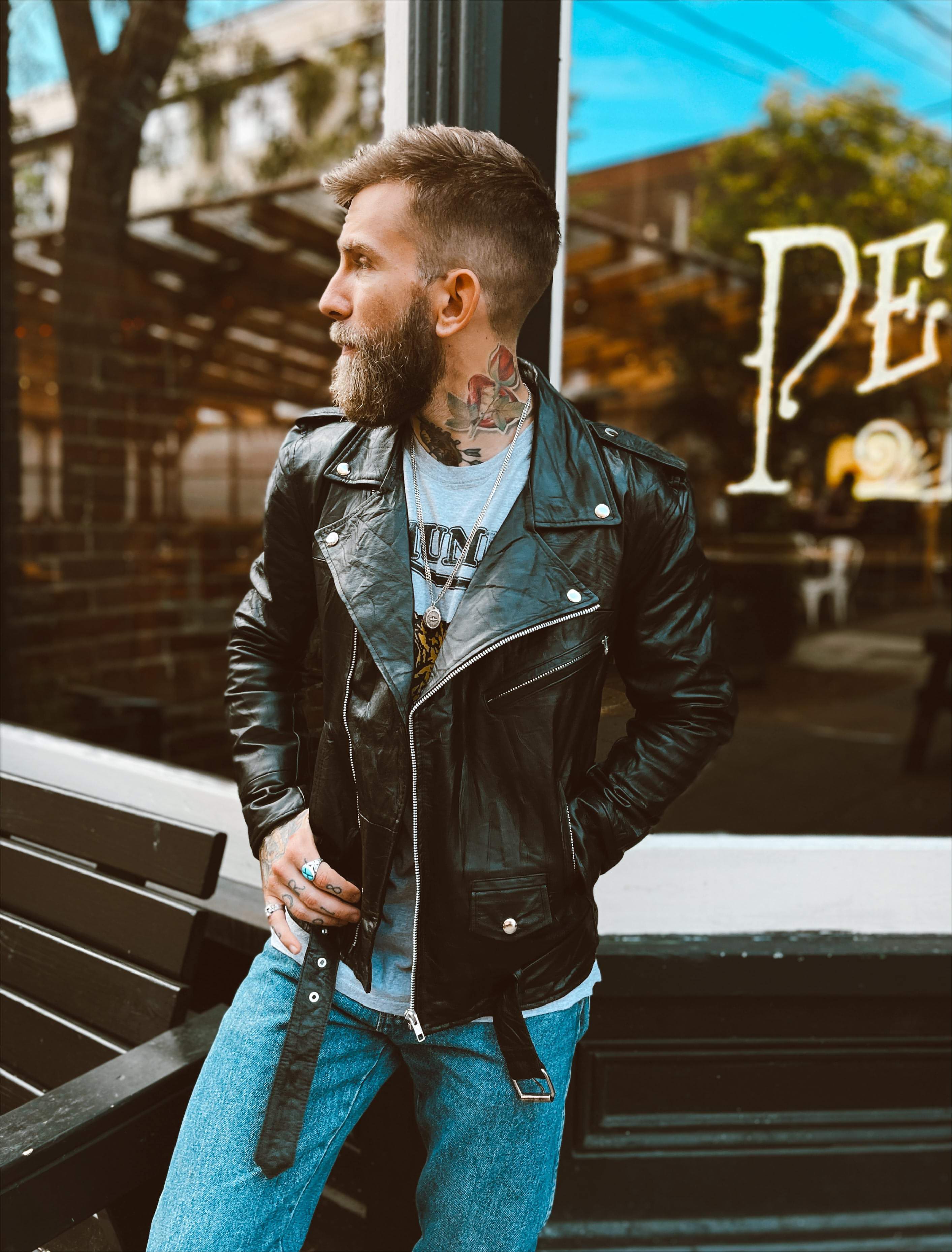 Reworked Leather Moto Jacket – Gold Dogs