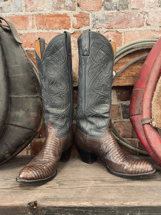 J. Chisholm Teju Lizard Cowboy Boots W Sz 7.5