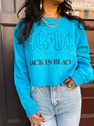 Chop Shop AC/DC Cropped Sweatshirt Sz L